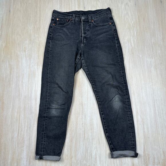 Levi's Black High Waisted Casual Everyday Dark Wash Normcore Denim Jeans 28 - Picture 1 of 16
